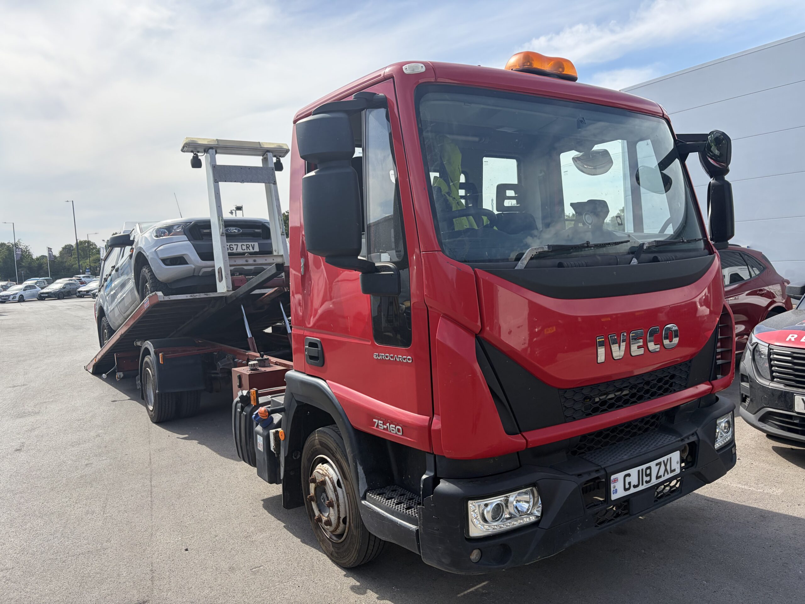 Iveco recovering a Yorkshire Water Ford Ranger
