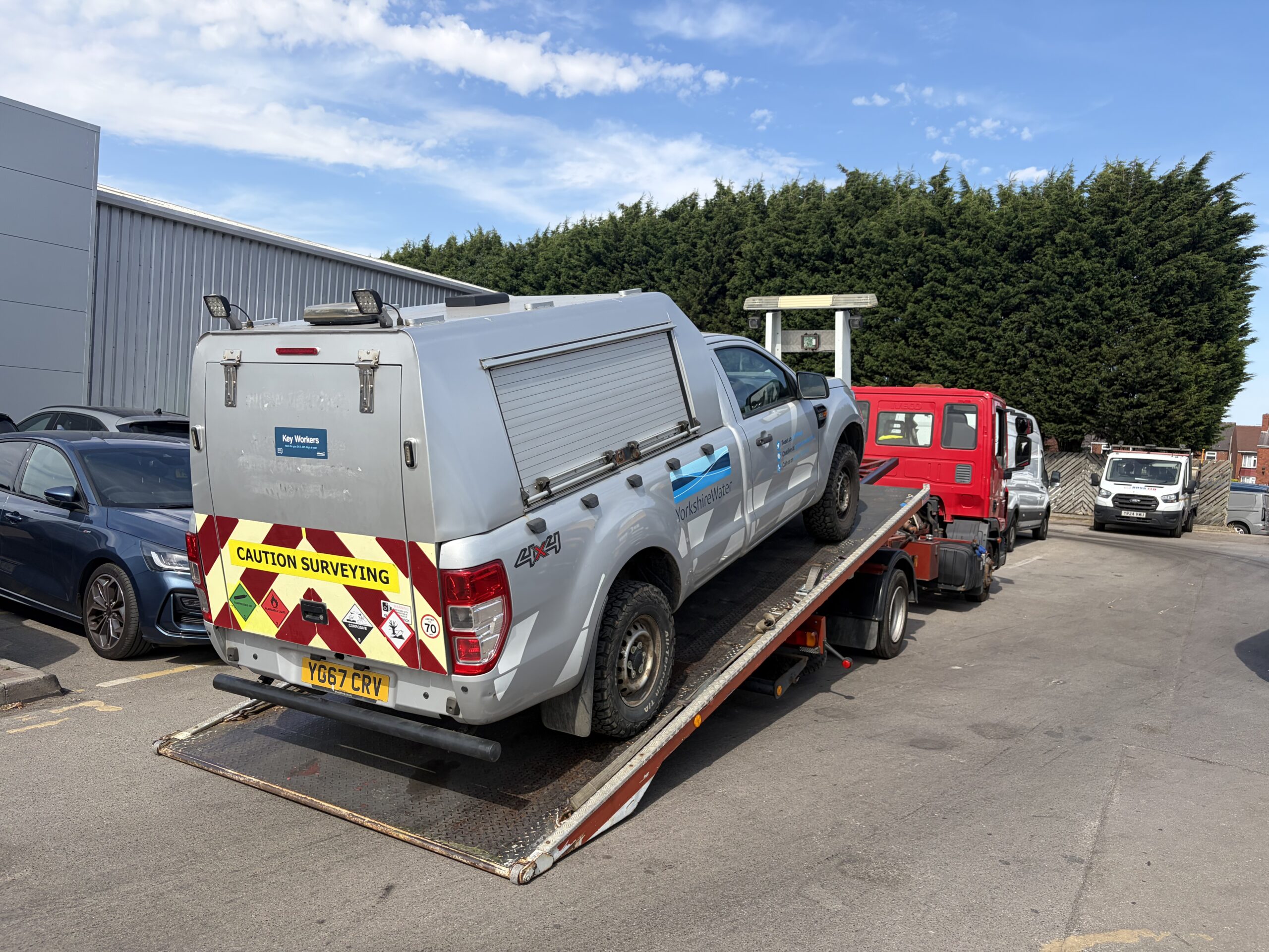 Ford Ranger loading onto Leeds Car Recovery slide-bed